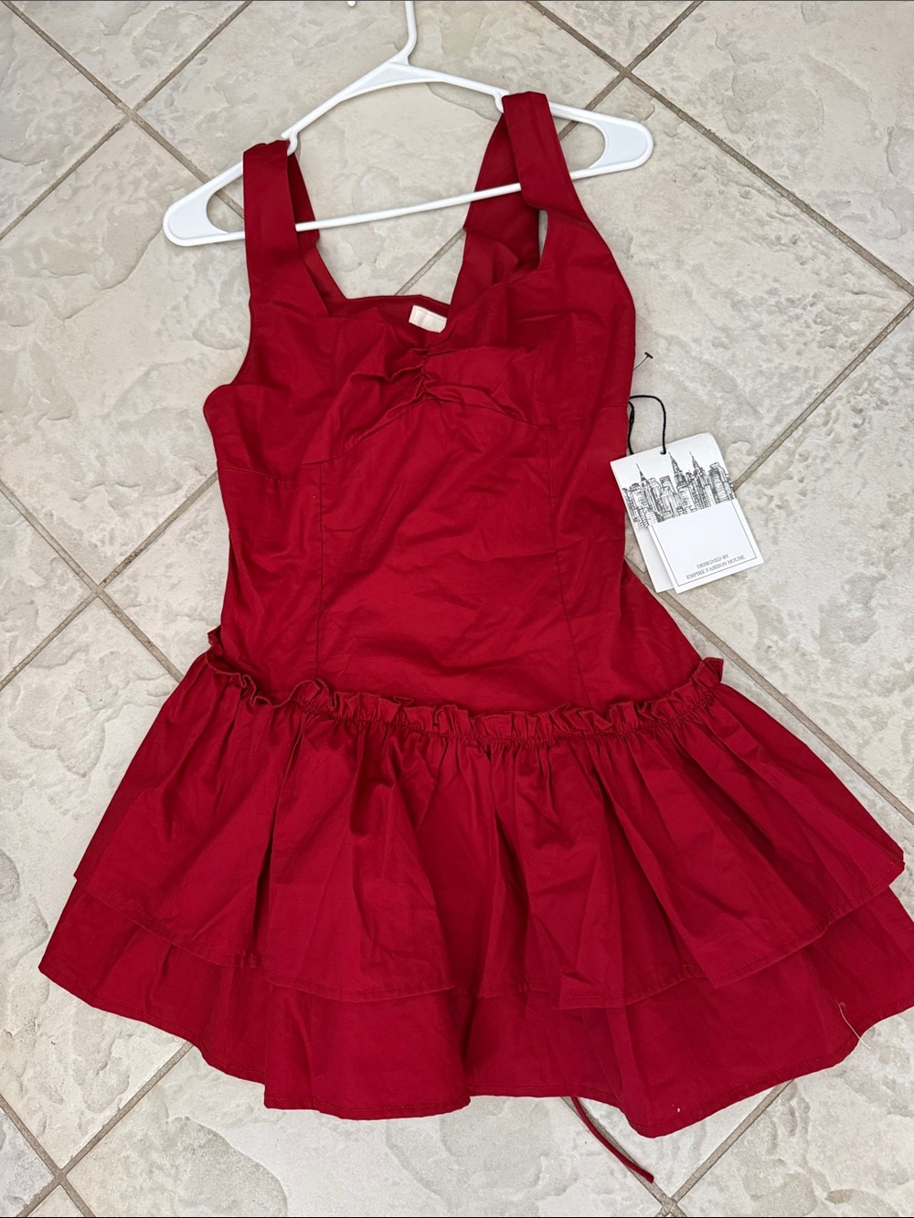 Women’s Red Mini Dress with Ruffle Skirt